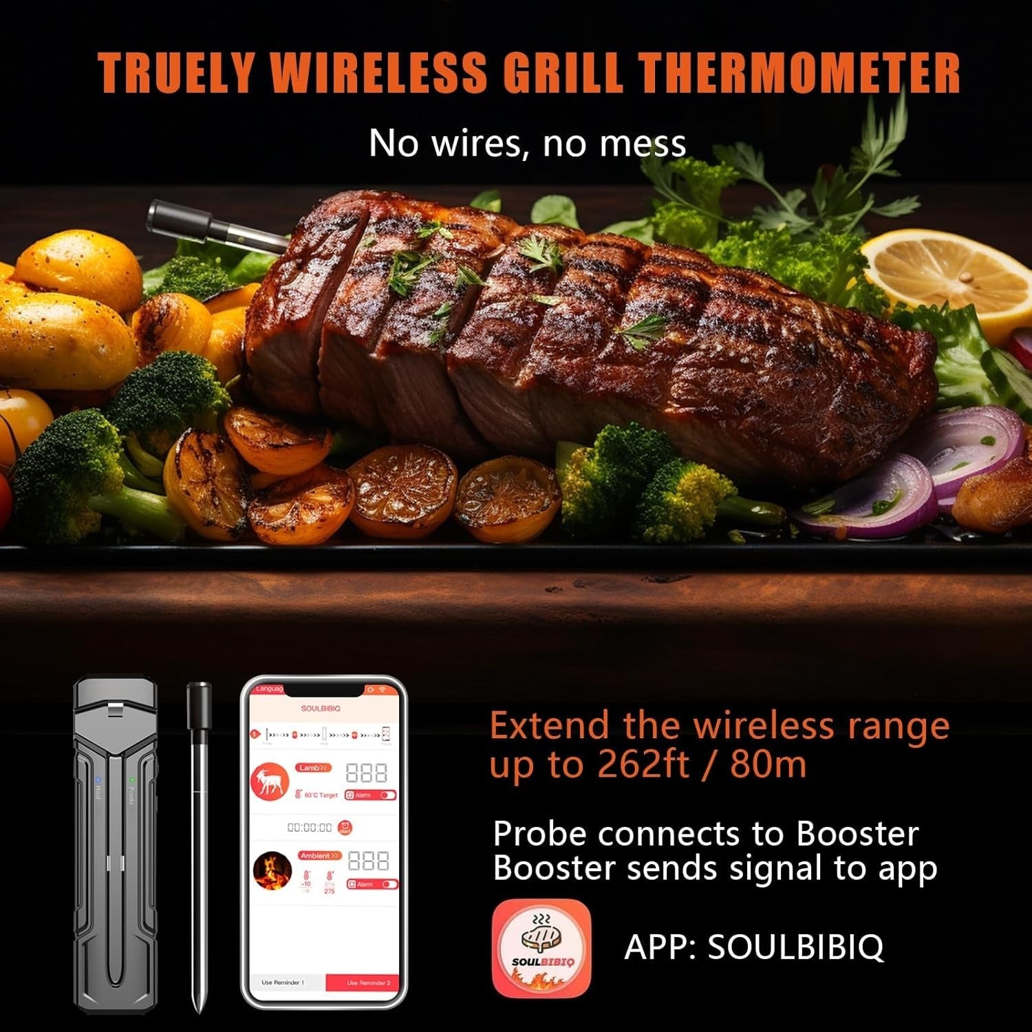🔥Smart Grill Master Kit💥 262FT Bluetooth Range✨ 2-in-1 Probe Tech🌪️ APP Alerts for Perfect Steaks | TikTok's #1 BBQ Tool 🔥Smart Grill Master Kit💥 262FT Bluetooth Range✨ 2-in-1 Probe Tech🌪️ APP Alerts for Perfect Steaks | TikTok's #1 BBQ Tool